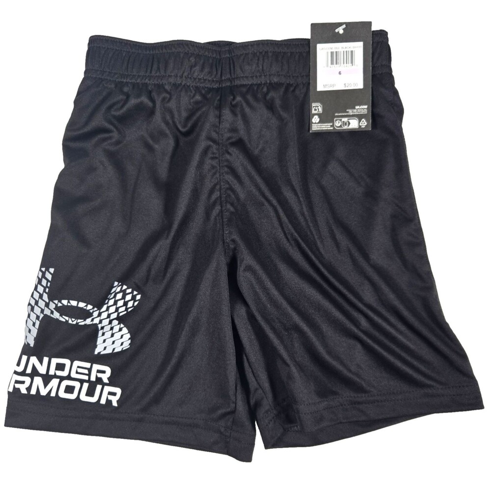 Under Armour UA Tech Logo Shorts Kids Size 6 Black With Logo New NWT